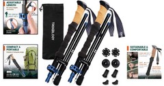 Ergonomic Trek-Z Cork Grip Hiking Poles – Compact Design, 110-130 cm Adjustable