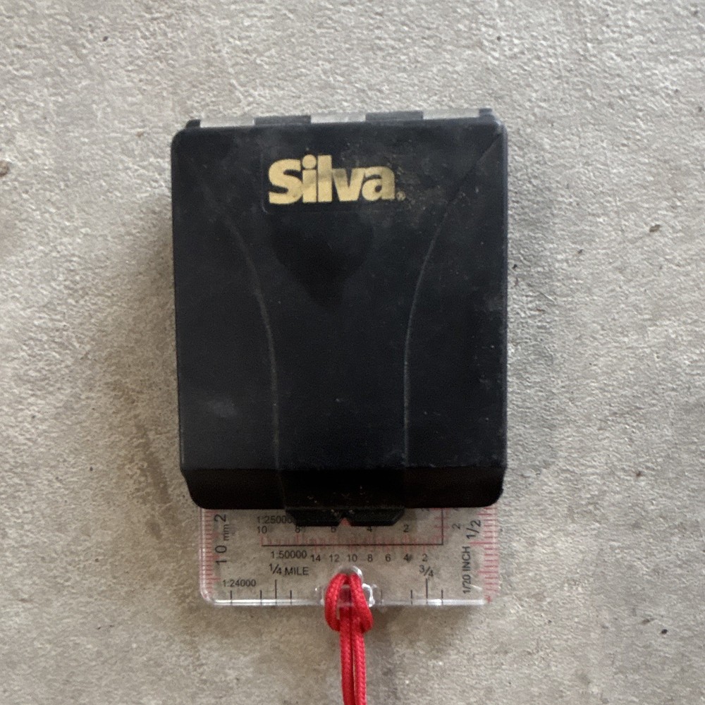 Silva Mirror Sighting Compass w/ Red Lanyard, Plastic, Black/Clear/Red