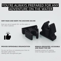 UPTTHOW 2Pcs Rubber Pole Light Storage Clips for Boat to Hold 3/4 black
