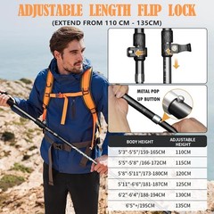 Lightweight Aluminum Alloy Collapsible Trekking Poles 2 Pack
