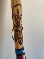 hiking stick,handcrafted,painted and wood burned.one of a kind.