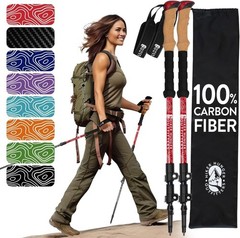 100% Carbon Fiber Trekking Poles by USA Brand Ultra Strong Lightweight
