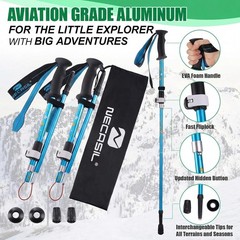 Lightweight Adjustable Aluminum Trekking Poles 2 Pack for Kids