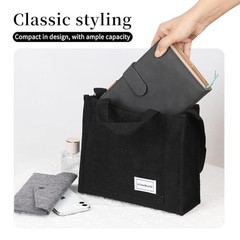 Stylish Corduroy Women’s Handbag – Vintage Design, Versatile & Practical Black