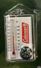 Coleman Thermometer & Compass Camping Zipper Pull Fob Keychain Key Ring ~ New