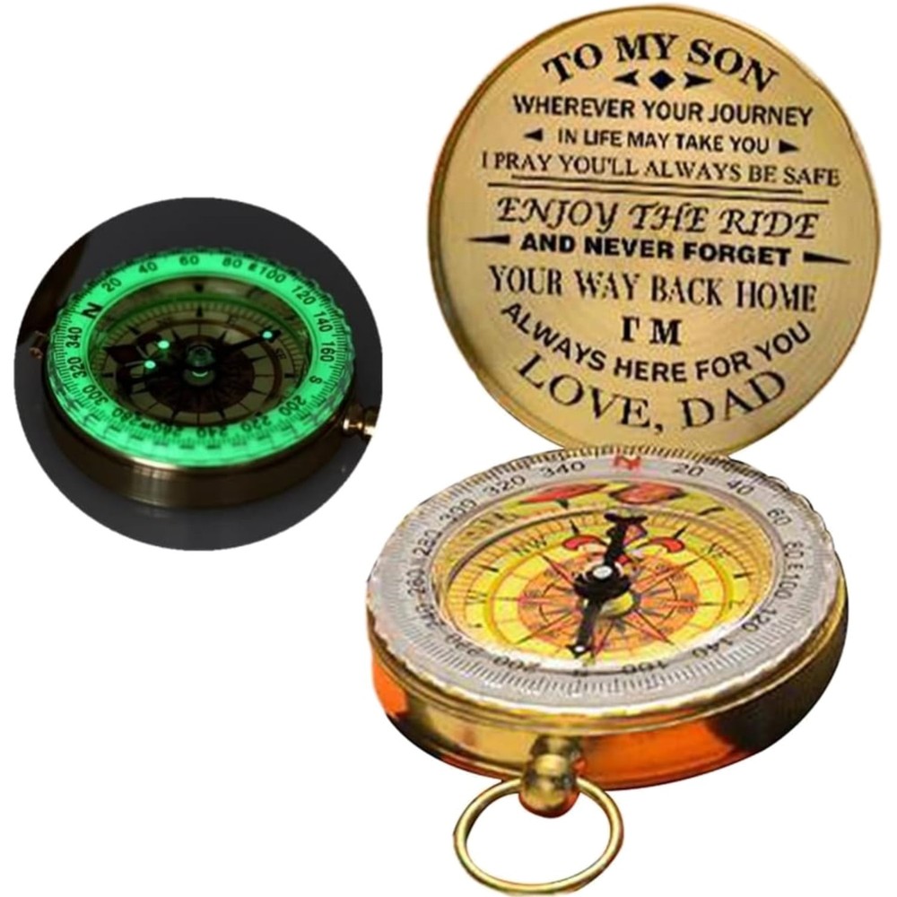 Luminous Compass Hiking Survival Retro Golden Pocket Compass