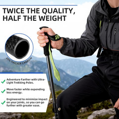 Carbon Fiber Trekking Poles, Ultra Strong Lightweight Collapsible Hiking Poles w