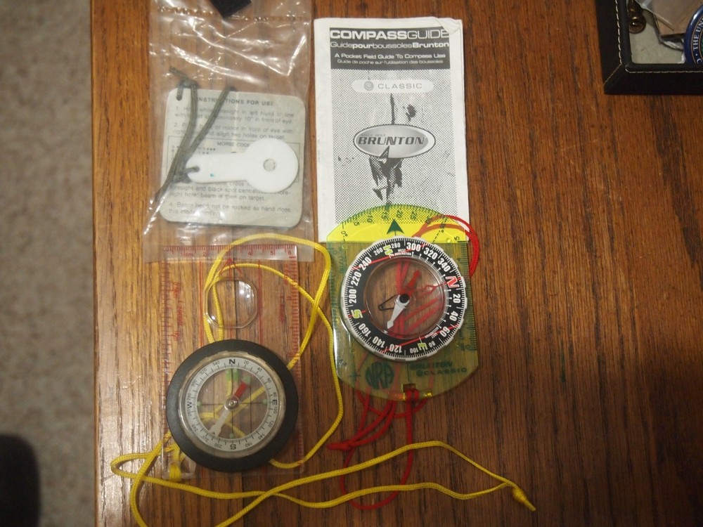 Lot of 3 Compasses – Brunton, Generic and Signal Mirror