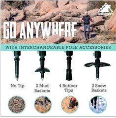 Trail Buddy Lightweight Collapsible Aluminum Trekking Hiking Walk Poles & Access