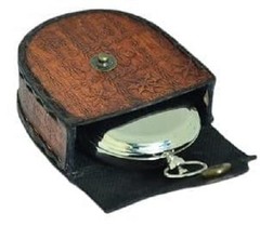 Vintage Brass 2″ Push Button Pocket Compass Set of 2 with Leather Case