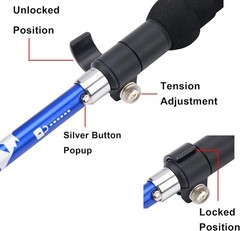 Lightweight 7075 Aluminum Adjustable Trekking Pole for Hiking, Single Pole
