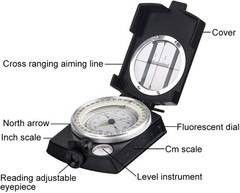 Military Waterproof Compass – High Accuracy with Map Measurer & Luminous Design