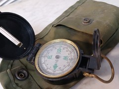 Lensatic Engineer Compass Vintage Navigation Tool with pouch