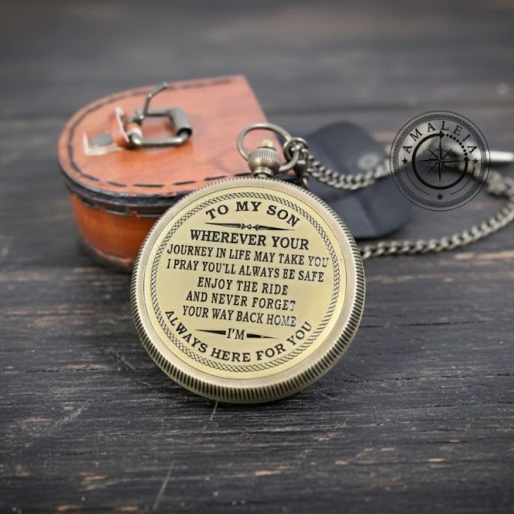 Brass Compass To My Son With Leather Case Gifting Item.