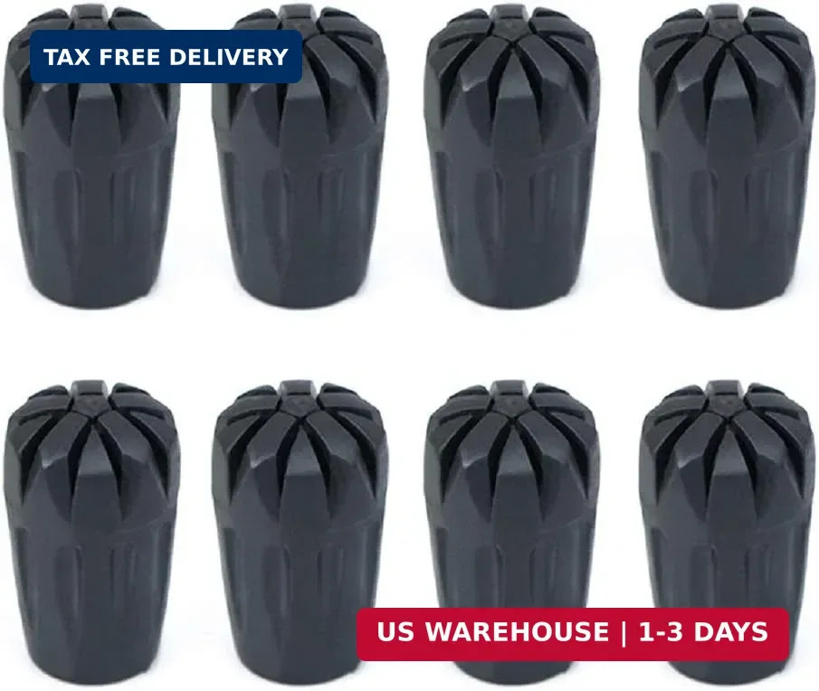 8 Piece Rubber Trekking Pole Tips Hiking Walking Sticks Caps Ends Replacement