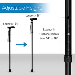 Lightweight Aluminum Folding Cane – Adjustable Height – Collapsible 11″