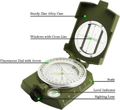 Lensatic Waterproof Compact Hiking Survival Compass
