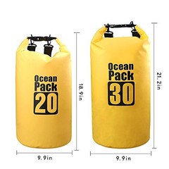 Dry Sack/Floating Waterproof Bag 2L/5L/10L//30L for Boating, 20L Yellow