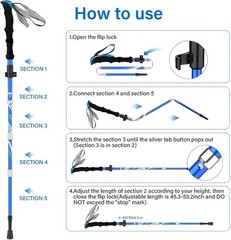 BISINNA Collapsible Trekking Hiking Poles- 2 Pack Folding Blue 115-135cm