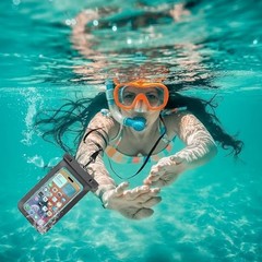 2 Pack Waterproof Phone Pouch, Waterproof Beach Bag 7in A3-Black+Green-2 pack