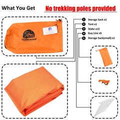 1 Person Trekking Pole Tent for Backpacking – Ultralight 1P-Yellow, Yellow
