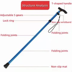 Folding Pole Hiking Cane Walking Stick Adjustable Aluminum Collapsible Travel US