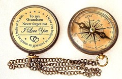 Gift for Grandson Brass Compass Engraved Quote | Memory Present to My Grandso…