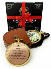 Oaki Way Dad’s Compass Pocket Compass with Chain & Leather Case New