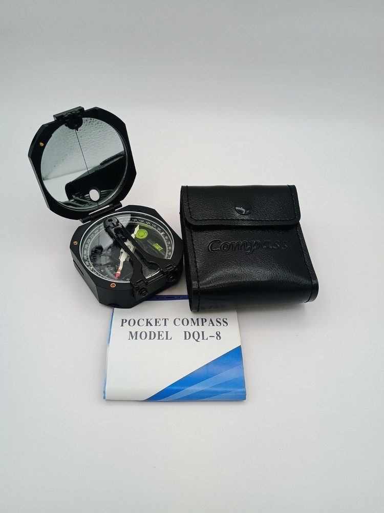 Portable Professional Geological Compass Model DQL-8 w/Leather Pouch