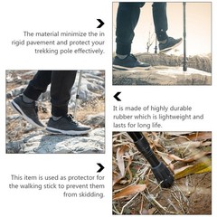 8Pcs Durable Rubber Crutch Foot Covers for Hiking Trekking Outdoor Use Black