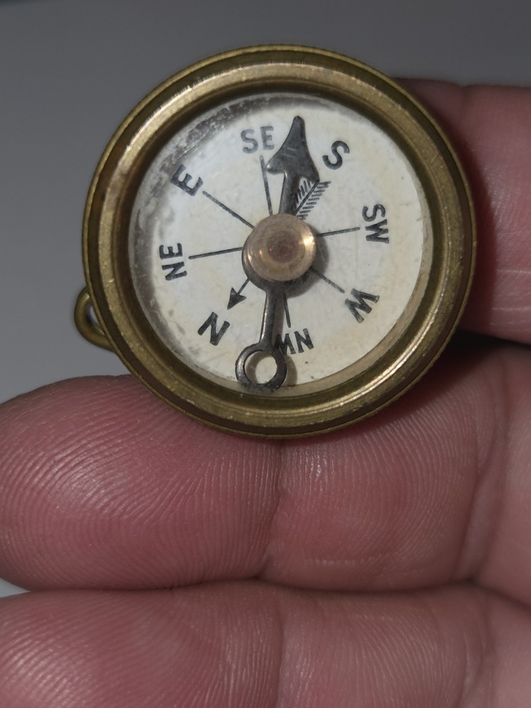 Antique Vintage Brass Marbles Gladestine Muchigan Pin Compass