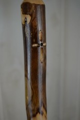 Dark Walking Stick + Cross Carving + Handmade in USA – Strong Hiking Staff