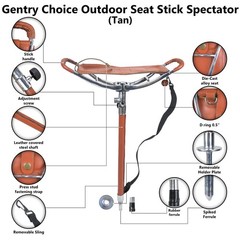 Outdoor Shooting Stick Spectator Adjustable Leather Walking Stick Fishing Stool