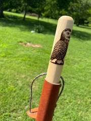 Owl Natural Earth Tones Poplar Wood Walking Stick Hiking Staff
