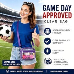 Clear Bag for Stadium Events Clear Purse Stadium Bag Small Purple Clear
