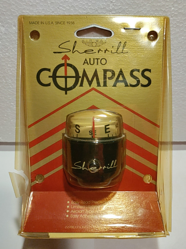 Sherrill Air Way Black Auto Compass No.592 USA Made,Vintage,NOS NEW Fast Ship!!