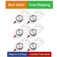 6 Pieces Orienteering Compass Bulk Scout Compass with Declination Magnifier R…