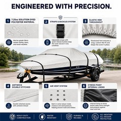 Boat Cover for MASTERCRAFT COMP SKI-19 All Years Heavy-Duty Covers, Grey