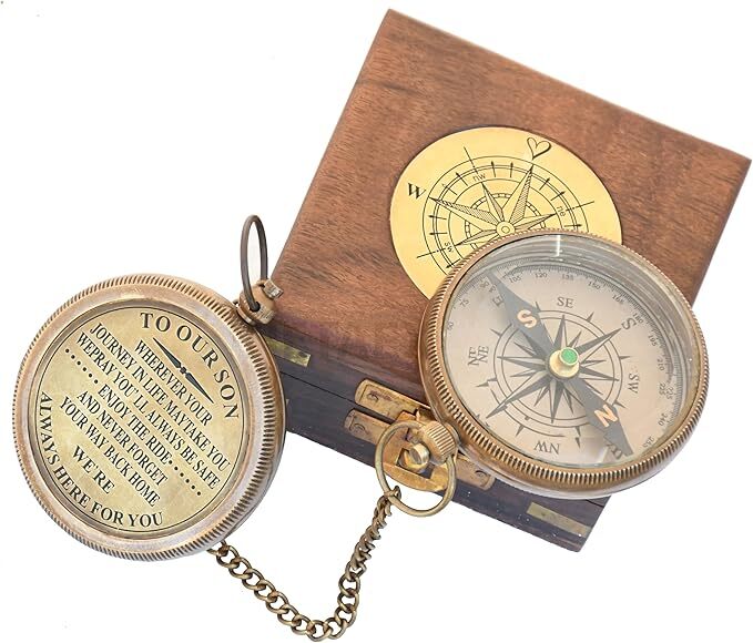 Gift for Son from Mom Dad | Engraved Compass 2″ – Father to Son Gifts Mom to Son