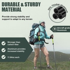 2X Trekking Poles Ultralight Aluminum Foldable Hiking Walking Sticks for Travel