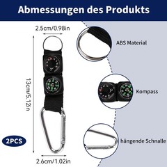2 Pack Compass Keychain with Thermometer, Multifunctional Outdoor N…