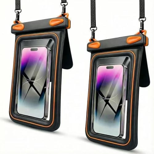 2 Pack Floating Phone Pouch with Dual Compartments, IPX8 Rated Black/Black