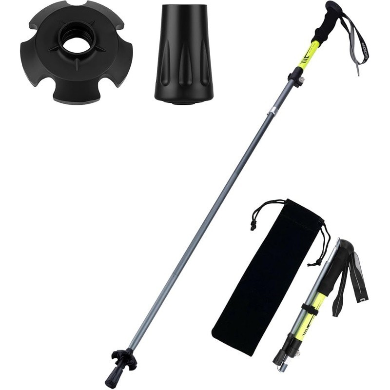Lightweight 7075 Aluminum Trekking Poles Adjustable Anti-Slip Handle Shock Tips