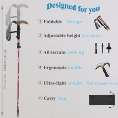 Adjustable 36″-43.3″ Collapsible Walking Cane with Travel Bag – 2 Pack