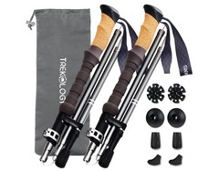 Lightweight Adjustable Trekking Poles with Cork Grip – Compact Folding Hiking St