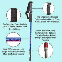 Durable Adjustable Collapsible Hiking Poles with Anti-Shock | 52 Inch Max Height