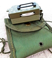 Prismatic Compass ~ Flip Top Camo Canvas Case Neck Lanyard Hiking ~ Germany