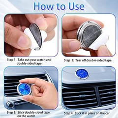 2 Pieces Stick on Dashboard Car Clock Mini Tiny Small Luminous Black, Blue