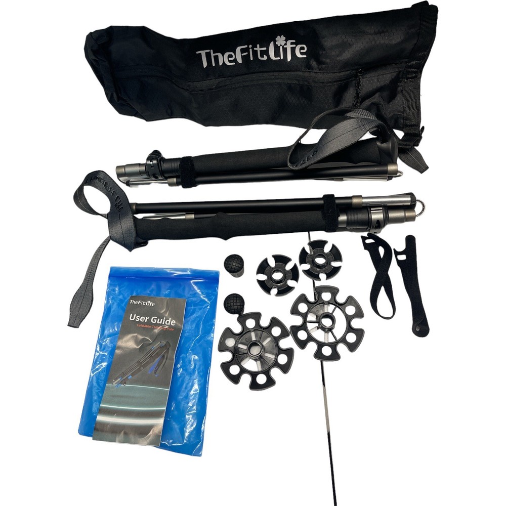 The Fit Life Folding Hiking Backpacking Camping Poles W/11 Pieces 4’-5” Length
