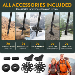 Premium Foldable Hiking Poles by USA Brand – Adjustable, Lightweight Trekking Po
